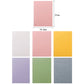 A5 notebook size diagram and color options: pink, yellow, blue, green, gray