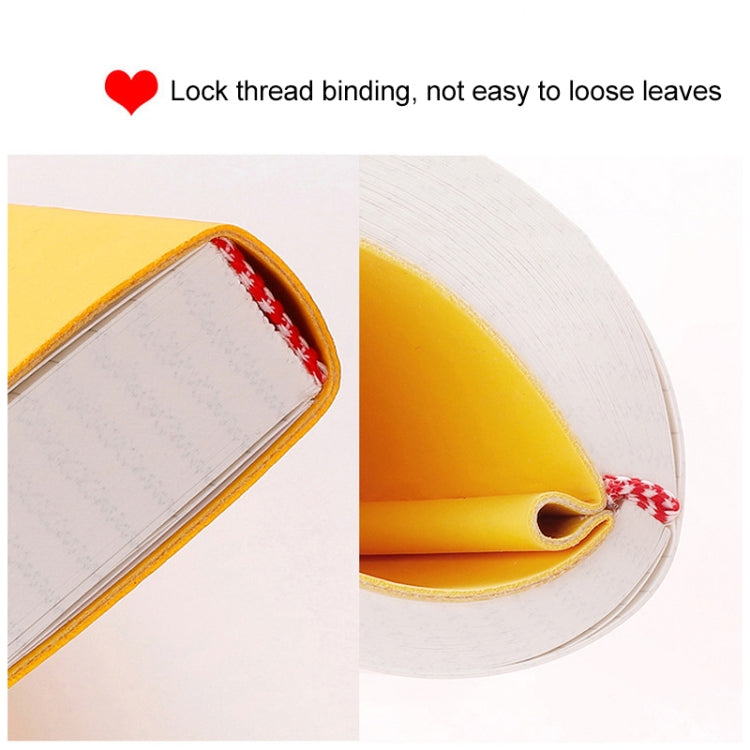 A5 notebook with lock-thread binding and red-edged soft cover pages