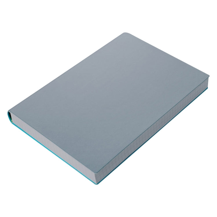 A5 soft leather notebook with blue-gray cover and thick stitched binding