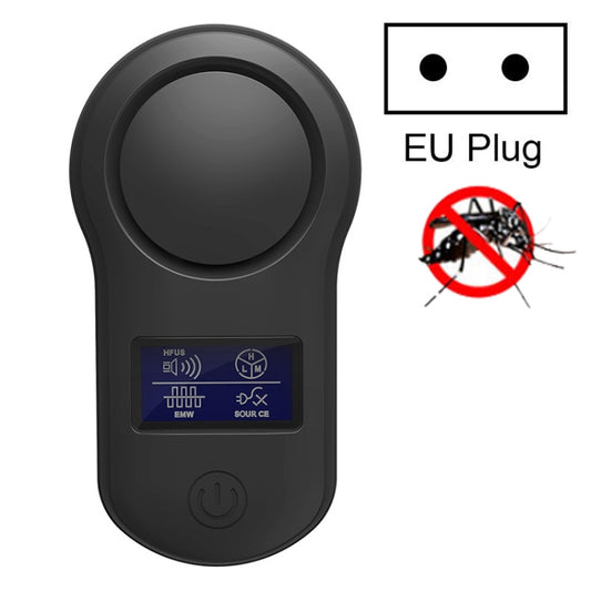 Black EU plug ultrasonic insect repellent device with circular top and power button