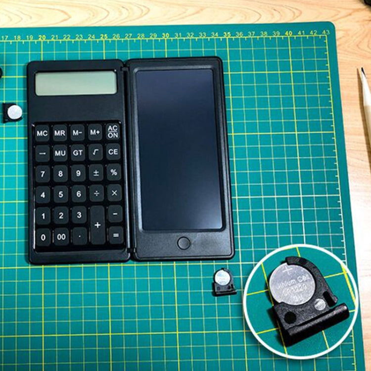 Portable LCD writing board with visible battery compartment area