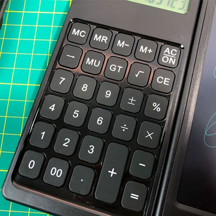Close-up of LCD writing board keypad with function and number buttons