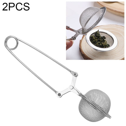 Two stainless steel sphere mesh tea strainers with long handles, set of 2