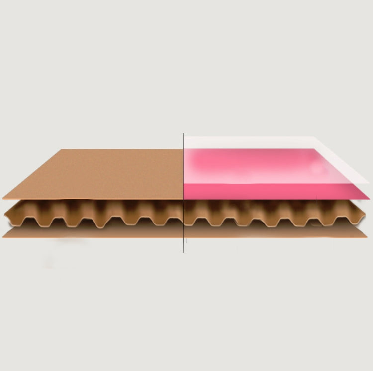 Cross-section of layered cardboard storage cabinet with protective inner coating