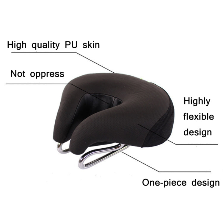 Black padded bicycle saddle with side cutout and chrome rails