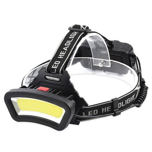 Head-mounted LED rechargeable floodlight with large front COB panel and adjustable strap
