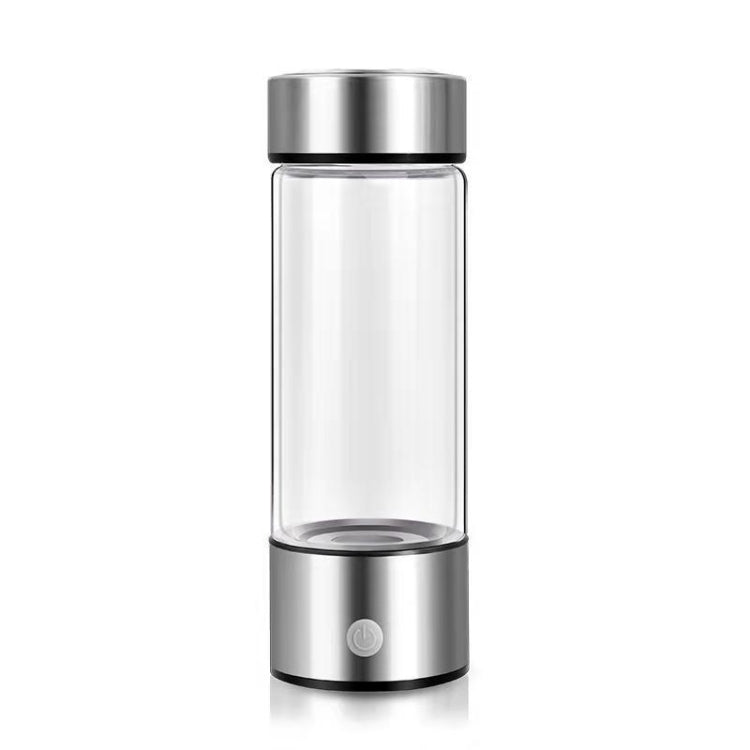 Stainless steel portable water cup with clear cylinder and screw-on lid, 420 ml