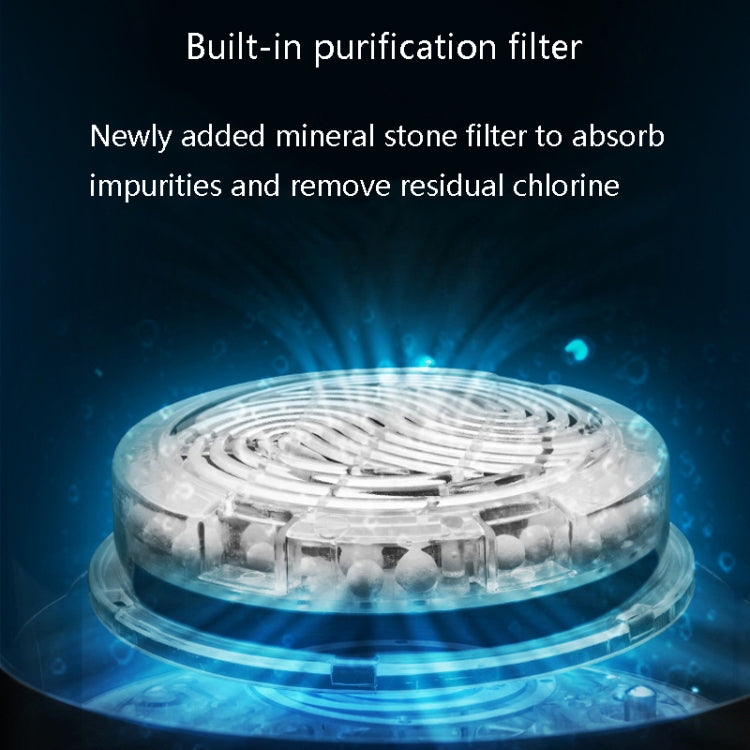 Built-in purification filter disc inside a clear chamber of a stainless steel water cup