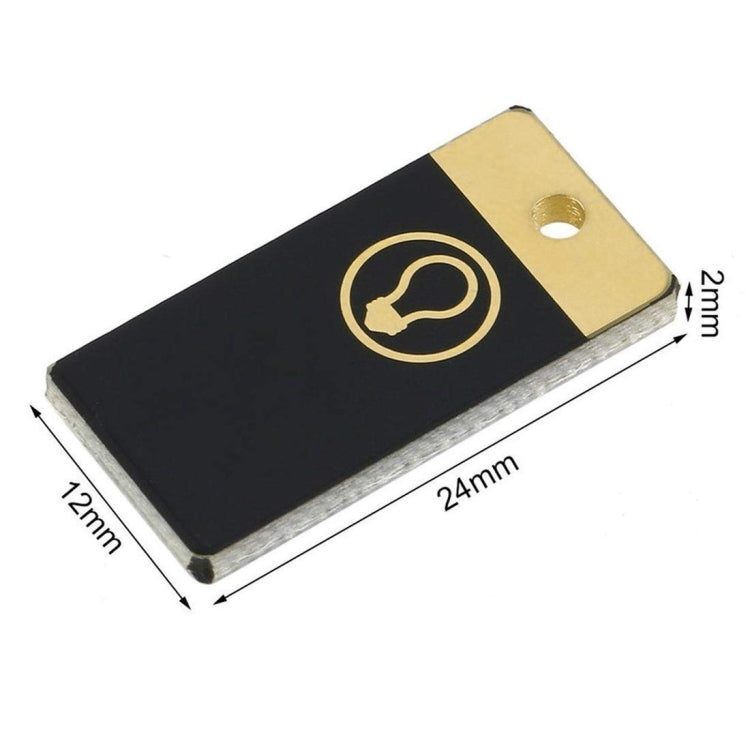Black USB LED light board with gold hole and ring icon; compact pocket size