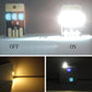Mini USB LED light board showing OFF and ON bright output in a light test