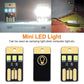 Mini USB LED light set with three card views showing OFF/ON brightness