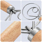 Stainless steel connector and coil whisk on oak handle for dough mixing