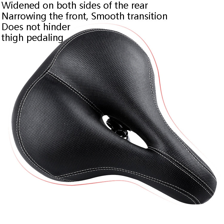 Black bicycle saddle underside with central opening and stitched contours
