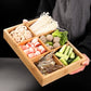 Bamboo compartment platter tray with nine grid sections for assorted foods