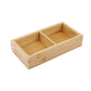 Light bamboo two-compartment tray with one center divider and two serving sections.
