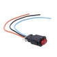 Hazard light switch with red triangle button and three color wire leads