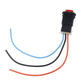 Hazard light switch with red cap and colored wire harness: blue, black, orange