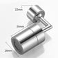 Chrome dual-function faucet aerator with two-section filter, labeled dimensions