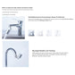 Chrome faucet aerator shown with dual spray stream modes and soft bubble flow