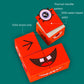 Stacked orange wooden cube puzzle pieces with bold emoji faces