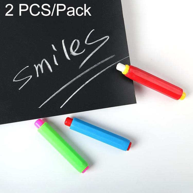Colorful dustless chalk sticks, red, blue, and green with capped tips