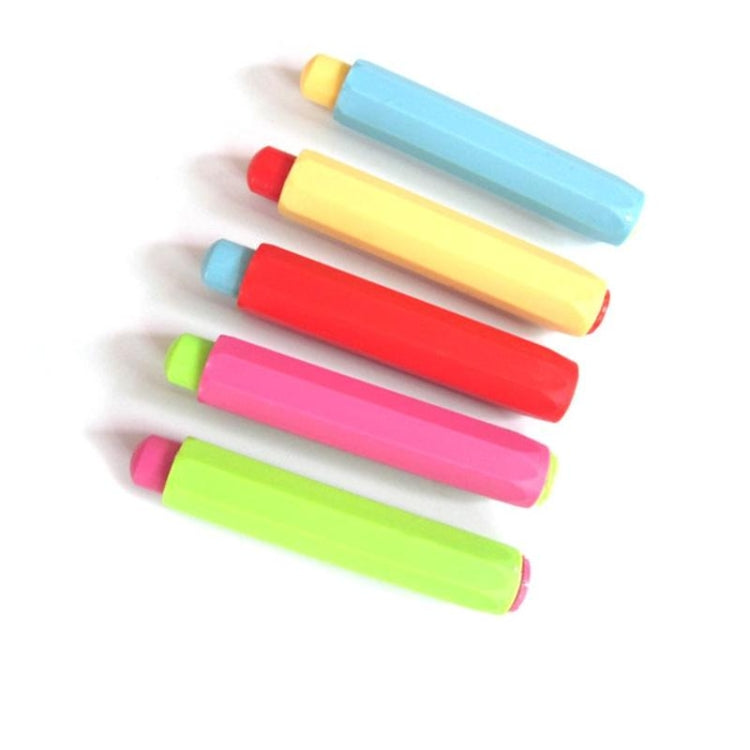 Stacked dustless chalk sticks in blue, yellow, red, pink, and green with caps