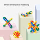 Plastic pipe building blocks featuring three assembled models with colorful pipes and wheels