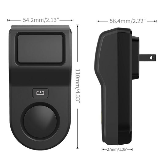 Ultrasonic insect repellent plug-in, black dimensions view with AU plug and side outlet