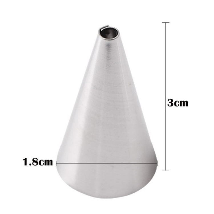 Single stainless steel cake decorating nozzle tip, measured size 1.8cm x 3cm
