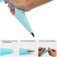Teal silicone pastry bag with stainless steel nozzle, piping decorating step guide