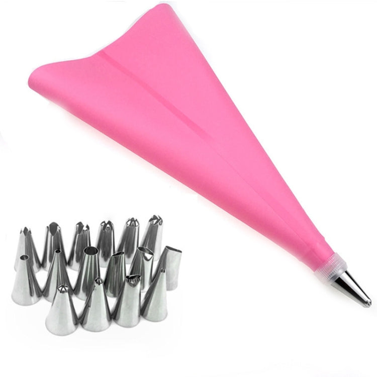 Pink reusable pastry bag and metal piping nozzle tips for cake decorating