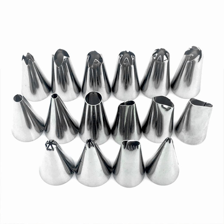 Stainless-steel piping nozzle tips set with multiple shaped ends