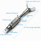 Adjustable rotary carving knife with labeled telescopic rod, finger rest, and blade width