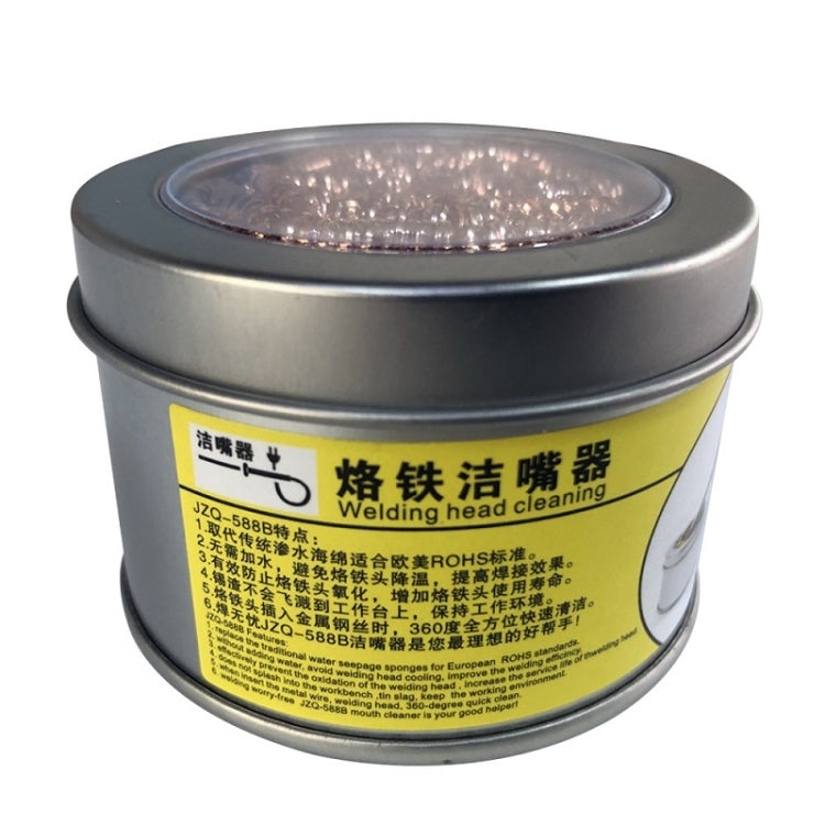 Soldering iron tip cleaner tin with copper wire cleaning ball under clear top