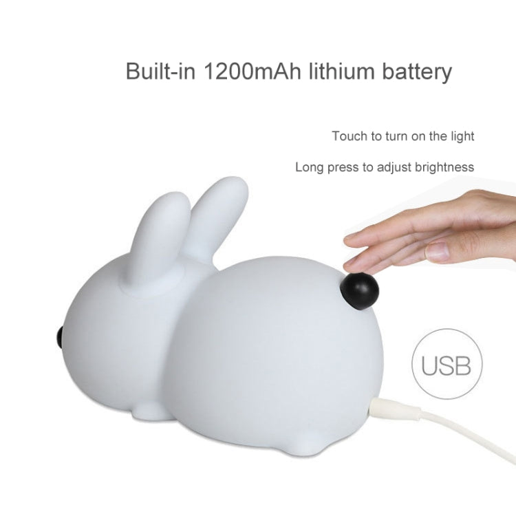 Gray rabbit LED night light with USB cable, touch top control