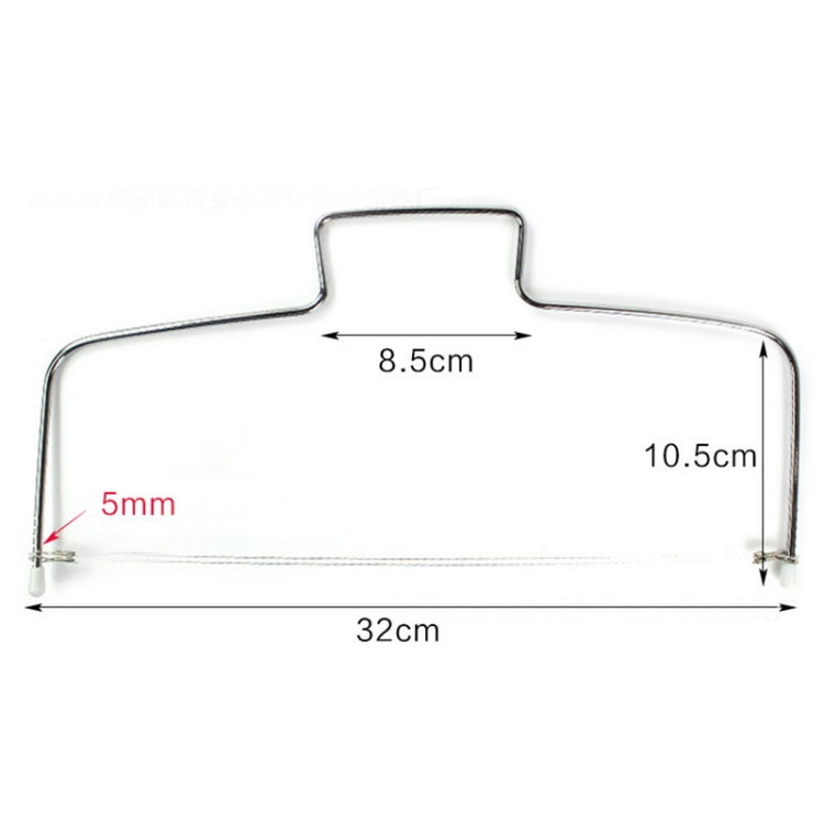 Size diagram of stainless wire cake cutter: 32cm x 10.5cm x 8.5cm