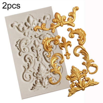 Floral scroll border silicone mold set of 2 with ornate corner and divider patterns
