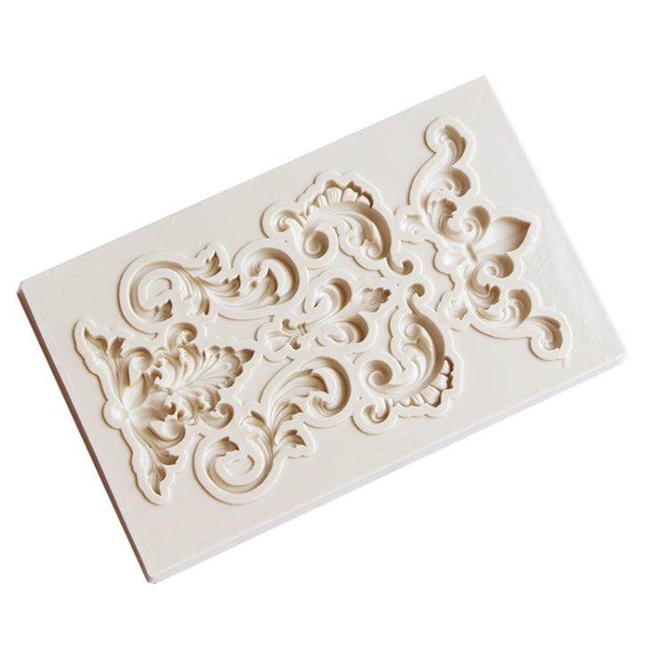 Rectangular ornate floral border silicone mold with raised scrollwork pattern