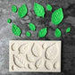 2-piece leaf silicone mold set with leaf-shaped impressions, baking and chocolate