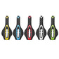 Assorted YAFEE mountain bike saddles in multiple colors with oval cutouts
