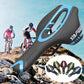 YAFEE mountain bike saddle dark gray with blue oval cutout and trim, inset color options
