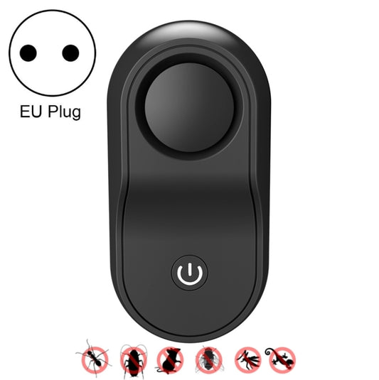 Black ultrasonic insect repeller with EU plug and power button