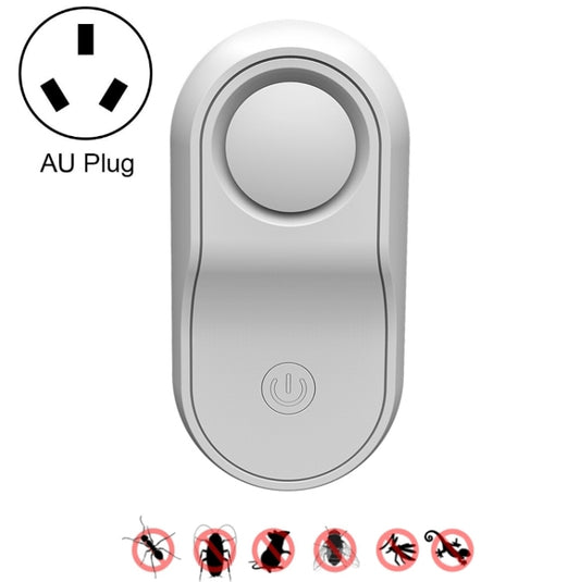 White ultrasonic insect repeller with AU plug and power button