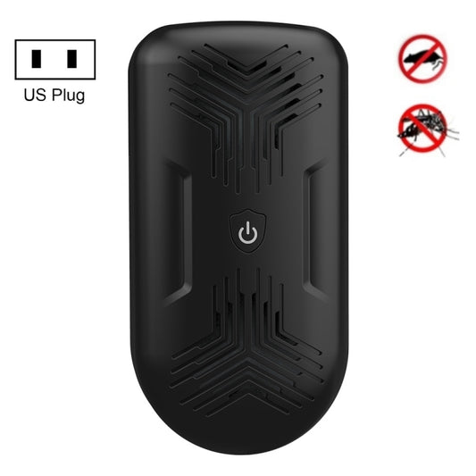 Black ultrasonic mosquito repeller plug-in device with power button, US plug