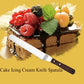 Stainless steel icing knife spatula with white blade and dark wooden handle
