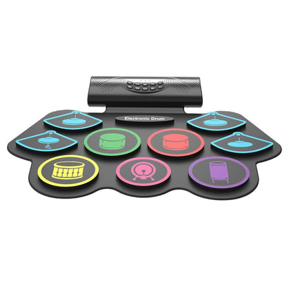 Portable electronic drum pad set with touch drum pads and compact controller bar