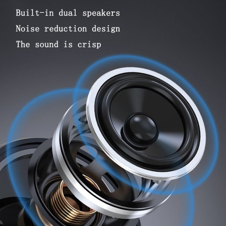 Dual built-in speaker drivers with blue sound-wave glow