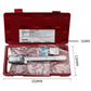 Depth gauge caliper set in red plastic case with wrapped caliper and accessories