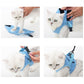 Cat chest harness with leash, light blue harness shown being fitted by hands