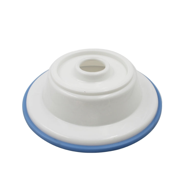 Plastic cake turntable top with central hub and blue underside ring